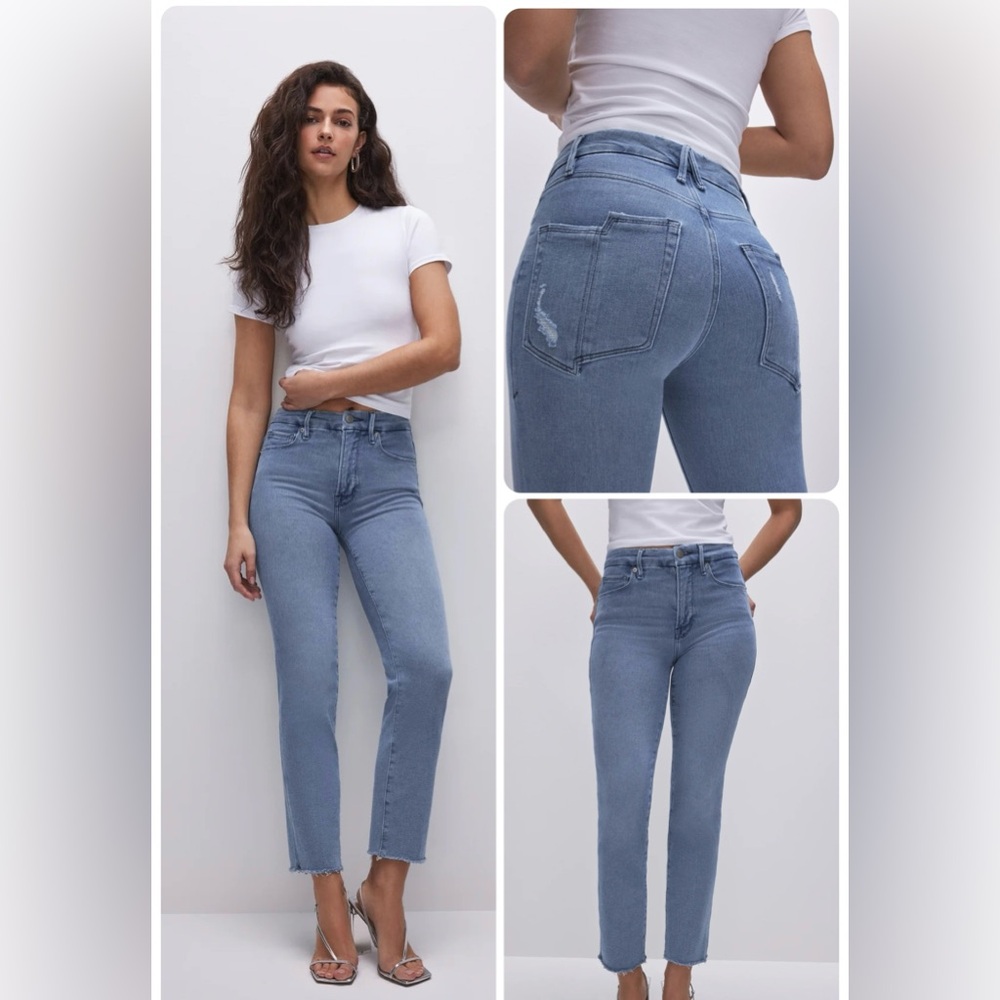 Good American Light Blue Straight Leg Jeans